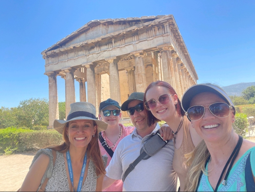 by Hephaestus temple at the ancient agora