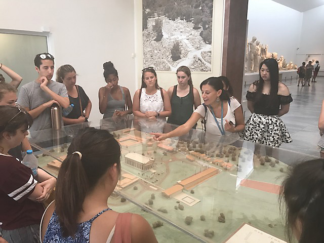 with Loyola students at the ancient Olympia's Museum